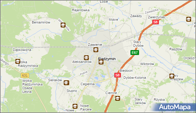 mapa Radzymin powiat wołomiński, Radzymin powiat wołomiński na mapie Targeo