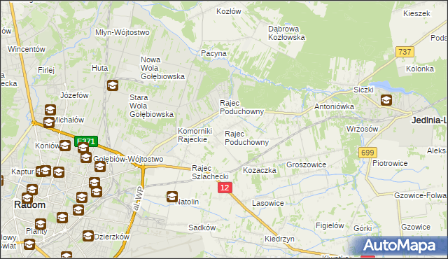 mapa Rajec Poduchowny, Rajec Poduchowny na mapie Targeo