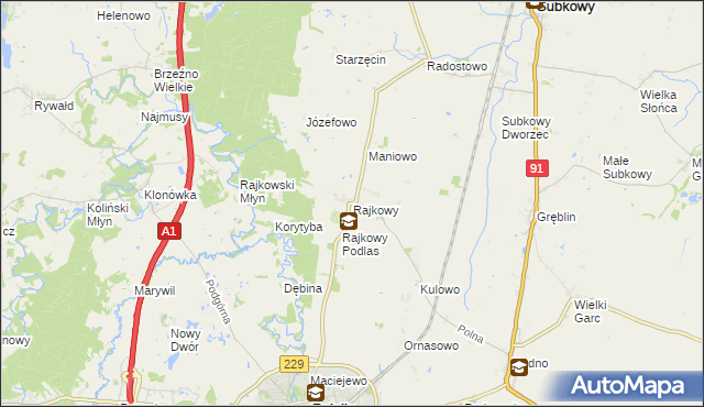 mapa Rajkowy, Rajkowy na mapie Targeo