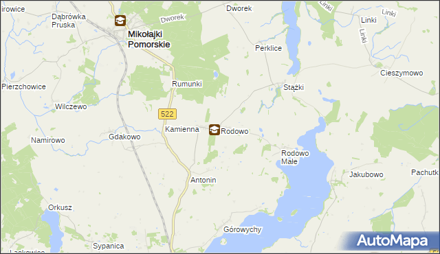 mapa Rodowo gmina Prabuty, Rodowo gmina Prabuty na mapie Targeo