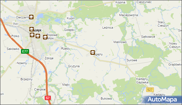 mapa Rogajny gmina Pasłęk, Rogajny gmina Pasłęk na mapie Targeo