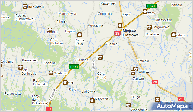 mapa Rogi gmina Miejsce Piastowe, Rogi gmina Miejsce Piastowe na mapie Targeo