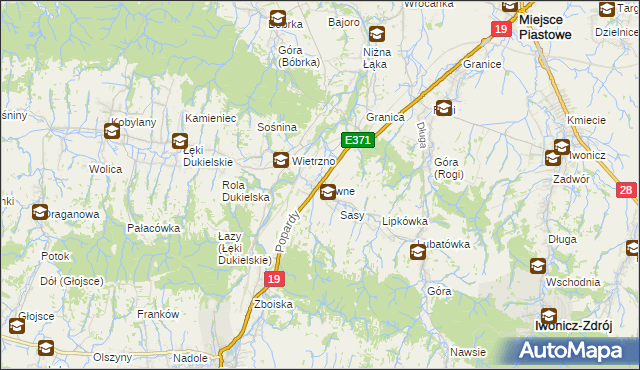 mapa Równe gmina Dukla, Równe gmina Dukla na mapie Targeo