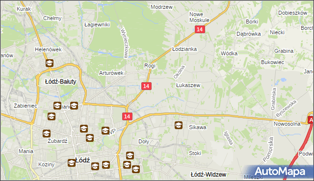 mapa Różki gmina Łódź, Różki gmina Łódź na mapie Targeo