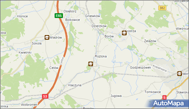 mapa Roztoka gmina Dobromierz, Roztoka gmina Dobromierz na mapie Targeo