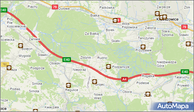 mapa Rudno gmina Krzeszowice, Rudno gmina Krzeszowice na mapie Targeo