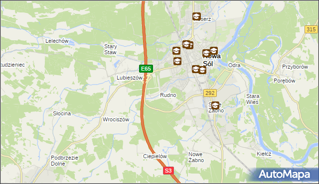 mapa Rudno gmina Nowa Sól, Rudno gmina Nowa Sól na mapie Targeo