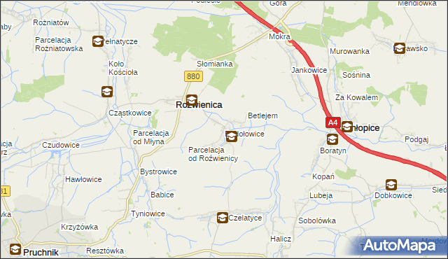 mapa Rudołowice, Rudołowice na mapie Targeo