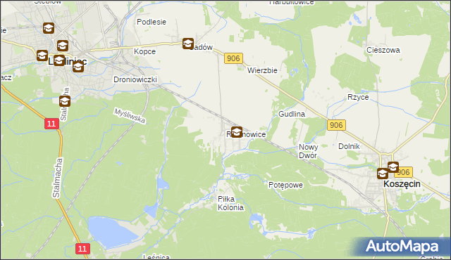 mapa Rusinowice, Rusinowice na mapie Targeo