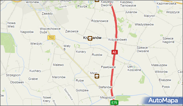 mapa Rustów, Rustów na mapie Targeo