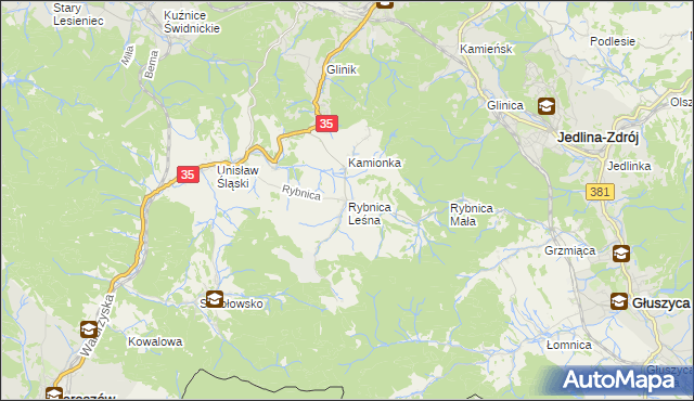 mapa Rybnica Leśna, Rybnica Leśna na mapie Targeo