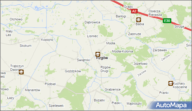 mapa Rzgów powiat koniński, Rzgów powiat koniński na mapie Targeo