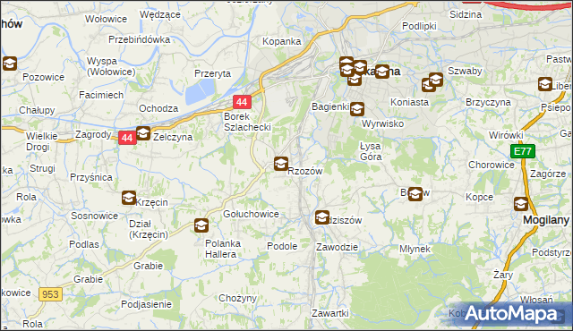 mapa Rzozów, Rzozów na mapie Targeo