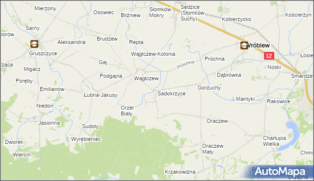 mapa Sadokrzyce, Sadokrzyce na mapie Targeo