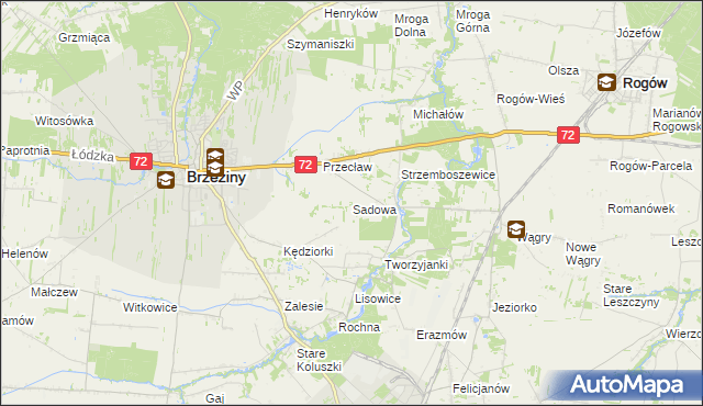 mapa Sadowa gmina Brzeziny, Sadowa gmina Brzeziny na mapie Targeo