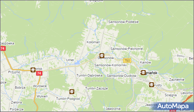 mapa Samsonów, Samsonów na mapie Targeo