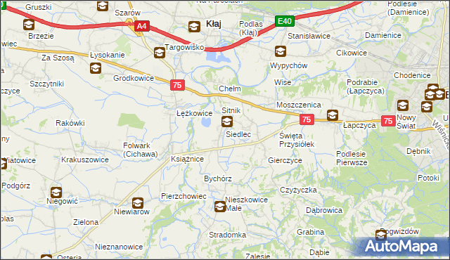 mapa Siedlec gmina Bochnia, Siedlec gmina Bochnia na mapie Targeo