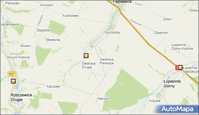 mapa Siedliska Pierwsze, Siedliska Pierwsze na mapie Targeo