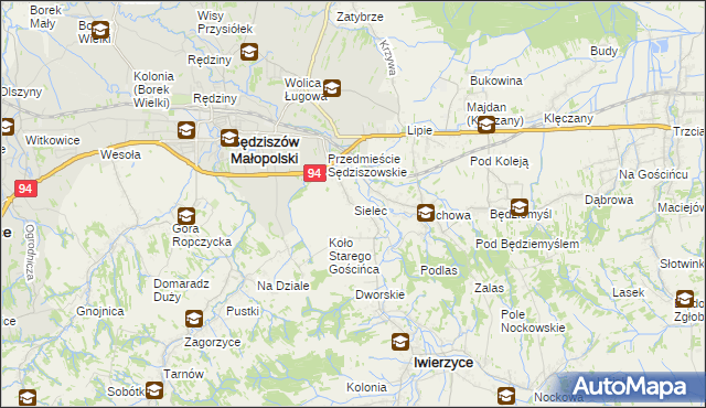 mapa Sielec gmina Iwierzyce, Sielec gmina Iwierzyce na mapie Targeo