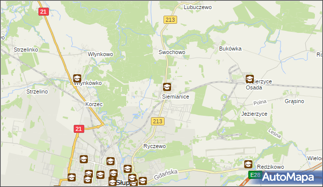 mapa Siemianice gmina Słupsk, Siemianice gmina Słupsk na mapie Targeo