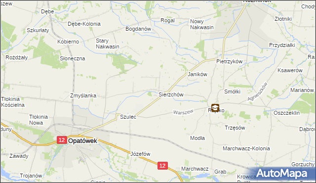 mapa Sierzchów gmina Opatówek, Sierzchów gmina Opatówek na mapie Targeo