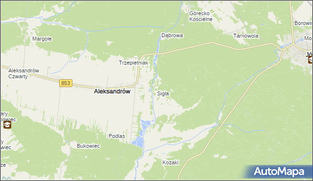 mapa Sigła gmina Aleksandrów, Sigła gmina Aleksandrów na mapie Targeo