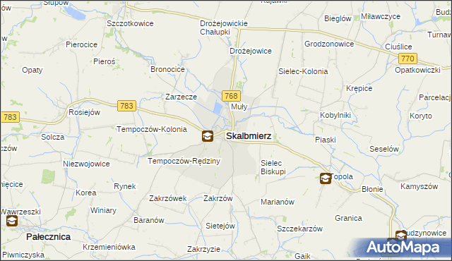 mapa Skalbmierz, Skalbmierz na mapie Targeo