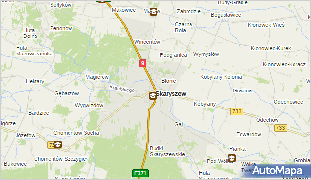 mapa Skaryszew, Skaryszew na mapie Targeo