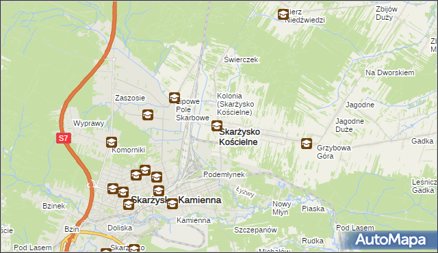 mapa Skarżysko Kościelne, Skarżysko Kościelne na mapie Targeo