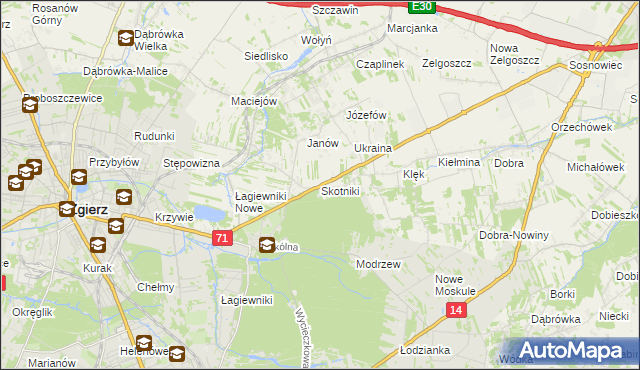 mapa Skotniki gmina Zgierz, Skotniki gmina Zgierz na mapie Targeo