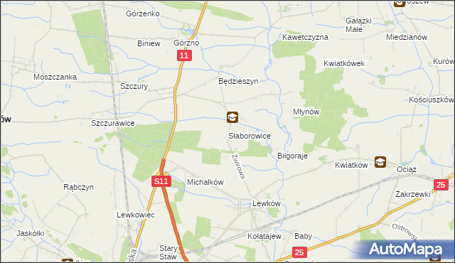 mapa Słaborowice, Słaborowice na mapie Targeo