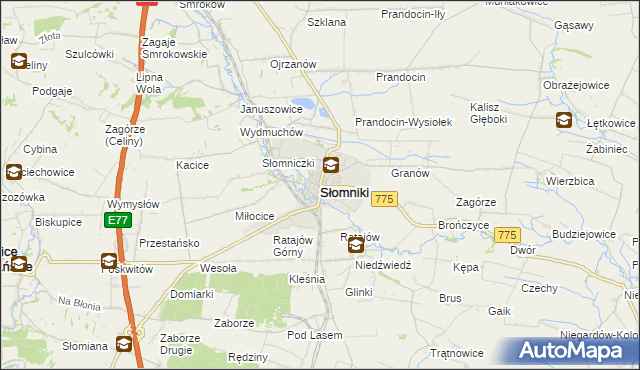 mapa Słomniki, Słomniki na mapie Targeo