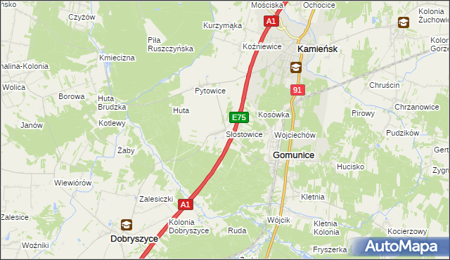 mapa Słostowice, Słostowice na mapie Targeo
