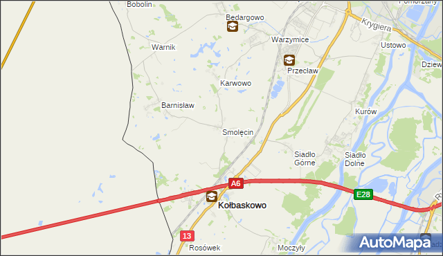 mapa Smolęcin gmina Kołbaskowo, Smolęcin gmina Kołbaskowo na mapie Targeo