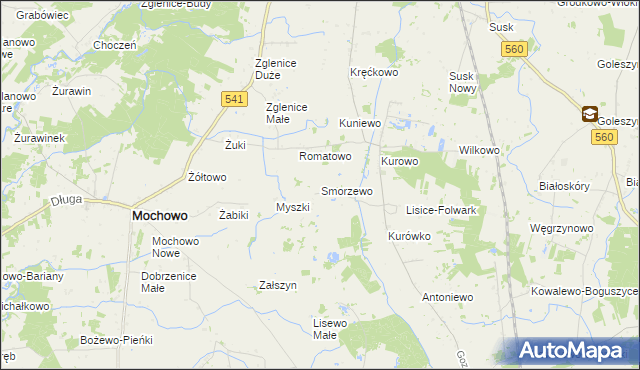 mapa Smorzewo, Smorzewo na mapie Targeo