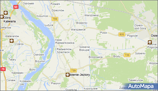 mapa Sobienie Biskupie, Sobienie Biskupie na mapie Targeo