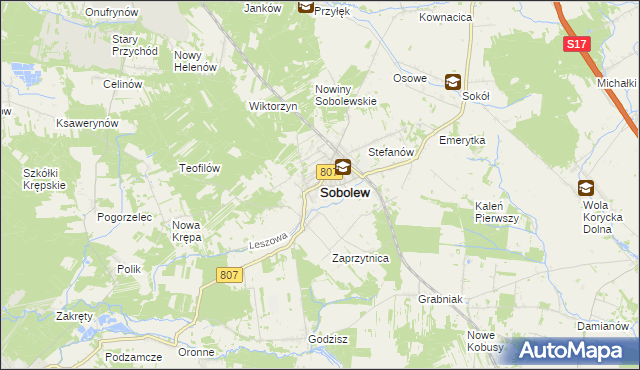 mapa Sobolew powiat garwoliński, Sobolew powiat garwoliński na mapie Targeo