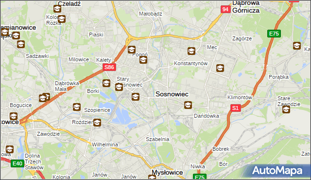 mapa Sosnowca, Sosnowiec na mapie Targeo