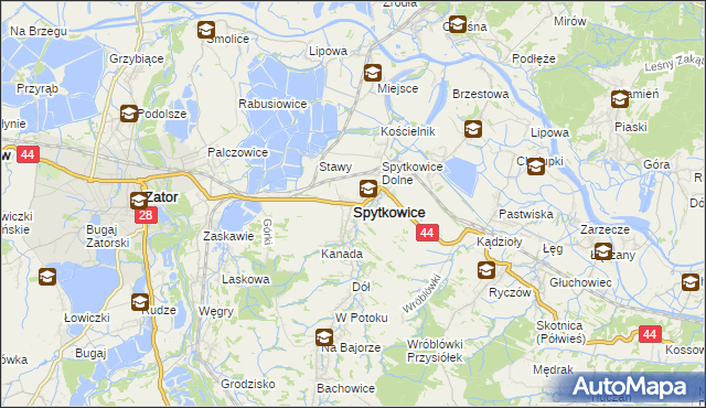 mapa Spytkowice powiat wadowicki, Spytkowice powiat wadowicki na mapie Targeo