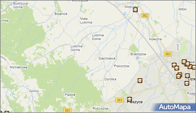 mapa Stachowice, Stachowice na mapie Targeo