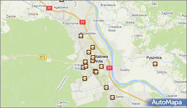 mapa Stalowa Wola, Stalowa Wola na mapie Targeo