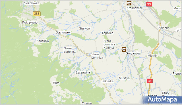 mapa Stara Łomnica, Stara Łomnica na mapie Targeo