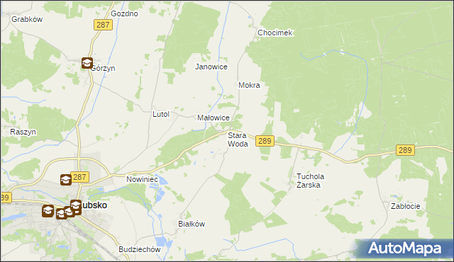mapa Stara Woda gmina Lubsko, Stara Woda gmina Lubsko na mapie Targeo