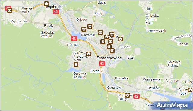 mapa Starachowic, Starachowice na mapie Targeo