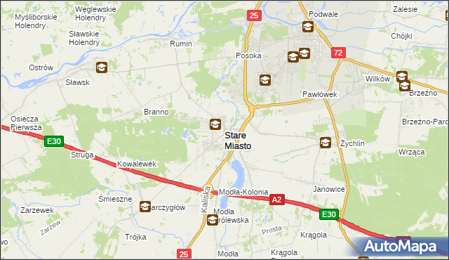 mapa Stare Miasto powiat koniński, Stare Miasto powiat koniński na mapie Targeo