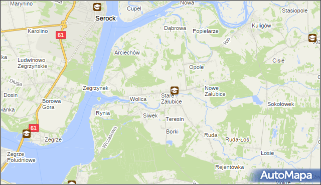 mapa Stare Załubice, Stare Załubice na mapie Targeo