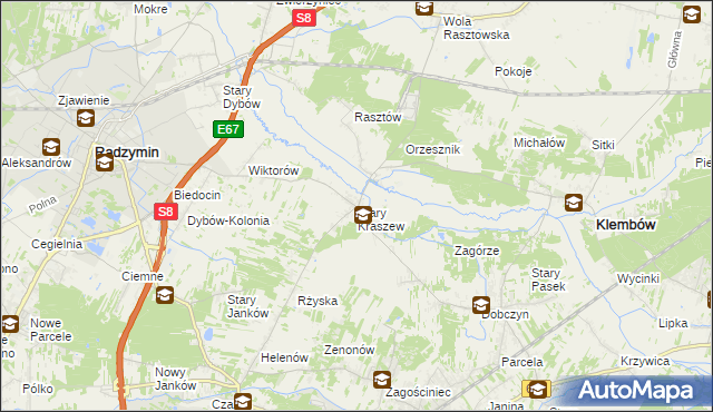 mapa Stary Kraszew, Stary Kraszew na mapie Targeo