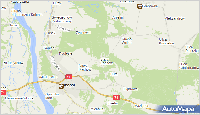 mapa Stary Rachów, Stary Rachów na mapie Targeo