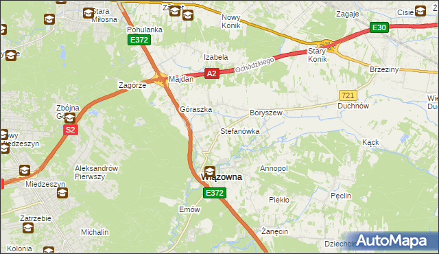 mapa Stefanówka gmina Wiązowna, Stefanówka gmina Wiązowna na mapie Targeo