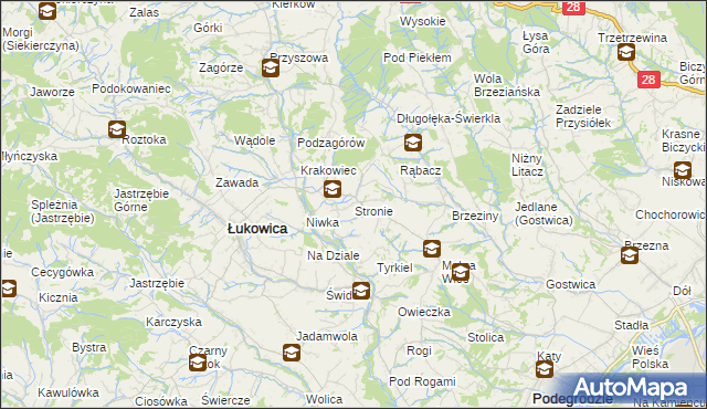 mapa Stronie gmina Łukowica, Stronie gmina Łukowica na mapie Targeo